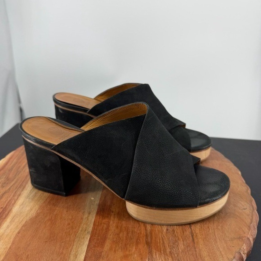 Coclico Richie Clog platform heels Black Leather‎ 39 8.5